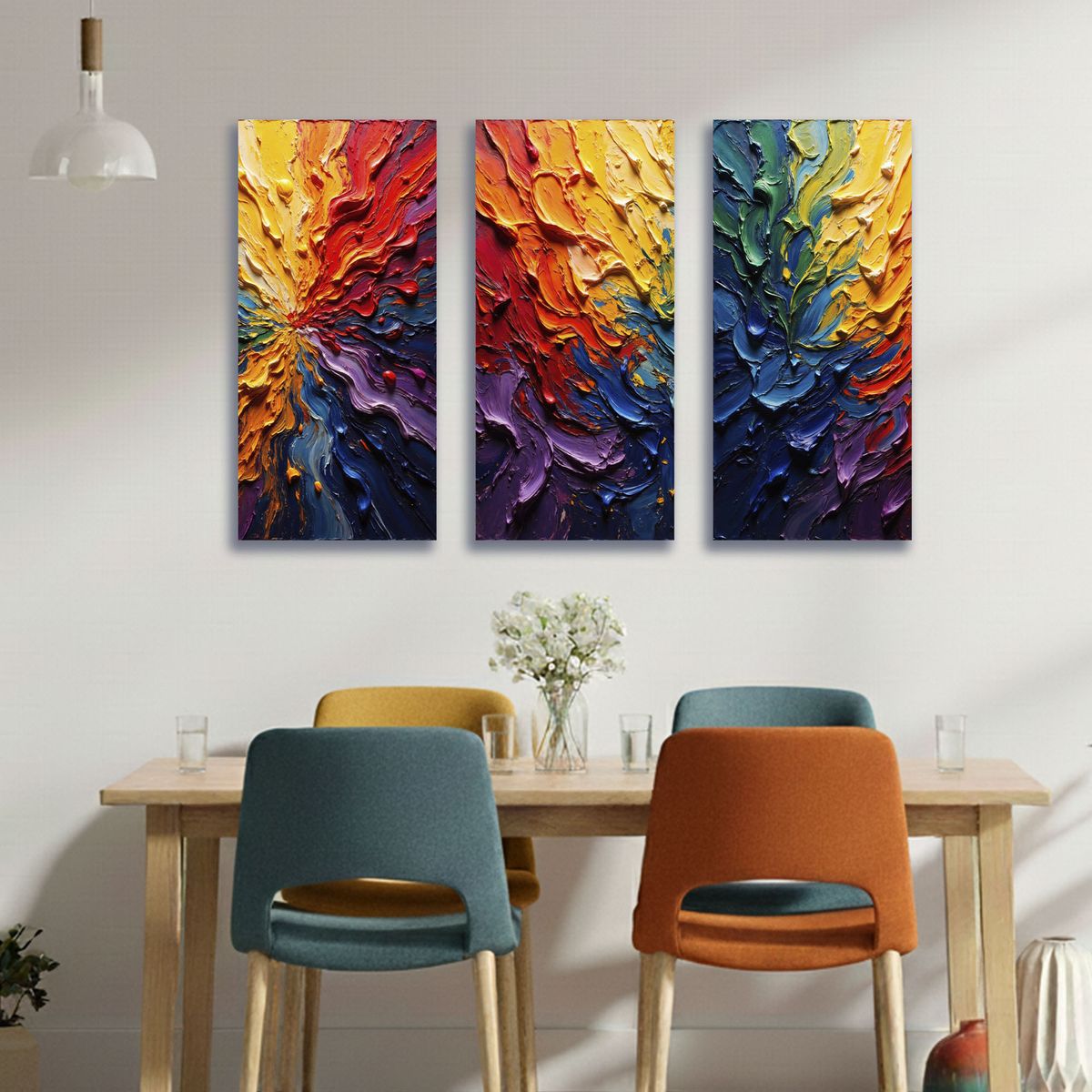 GENERICO - Lienzo Tríptico Universo Abstracto de Color X 3  72x34cm c/u