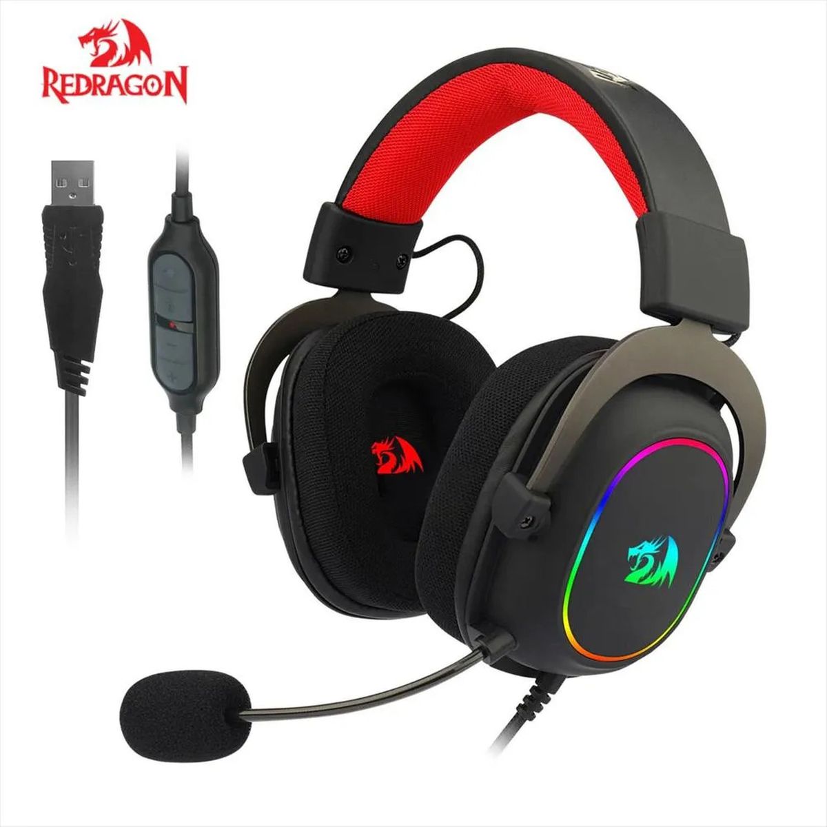 REDRAGON - Auriculares REDRAGON H510 RGB ZEUS-X Negro Redragon de Sonido Detallado y Ajuste Cómodo