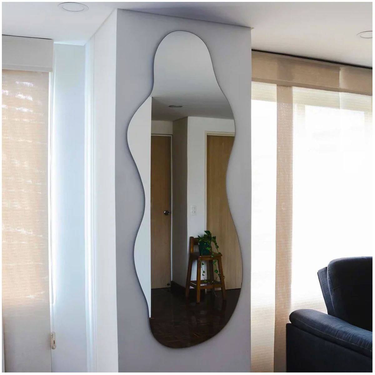 ONE PIXEL - Espejo Para Hogar Decorativo De Pared Dorado Multifuncional