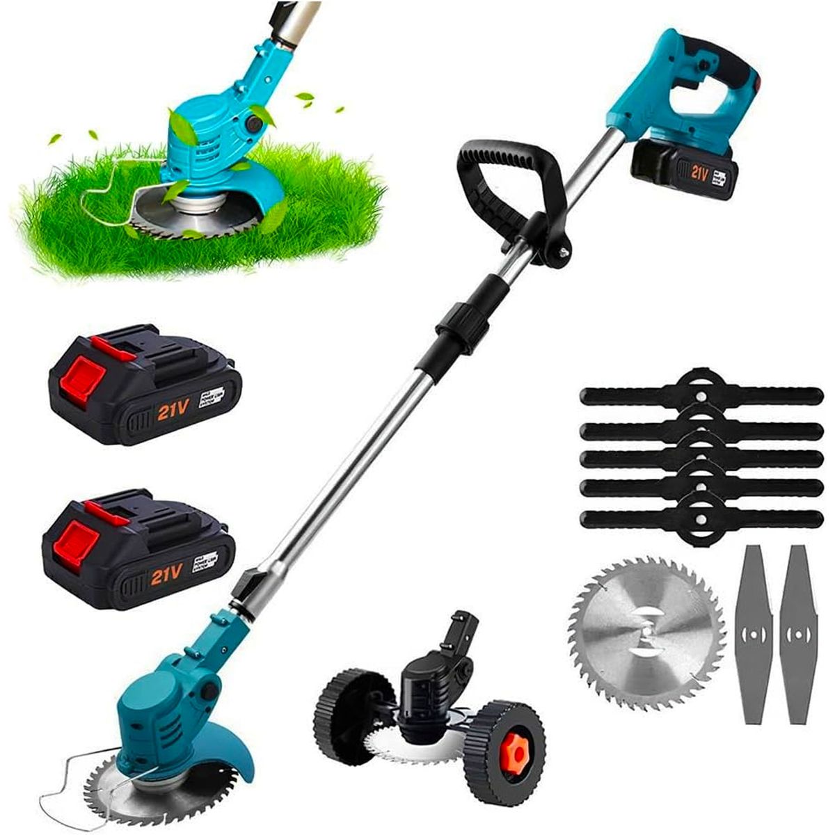 ONE PIXEL - Guadaña De Césped Eléctrica Batería Portátil Inalámbrica Ligera Profesional