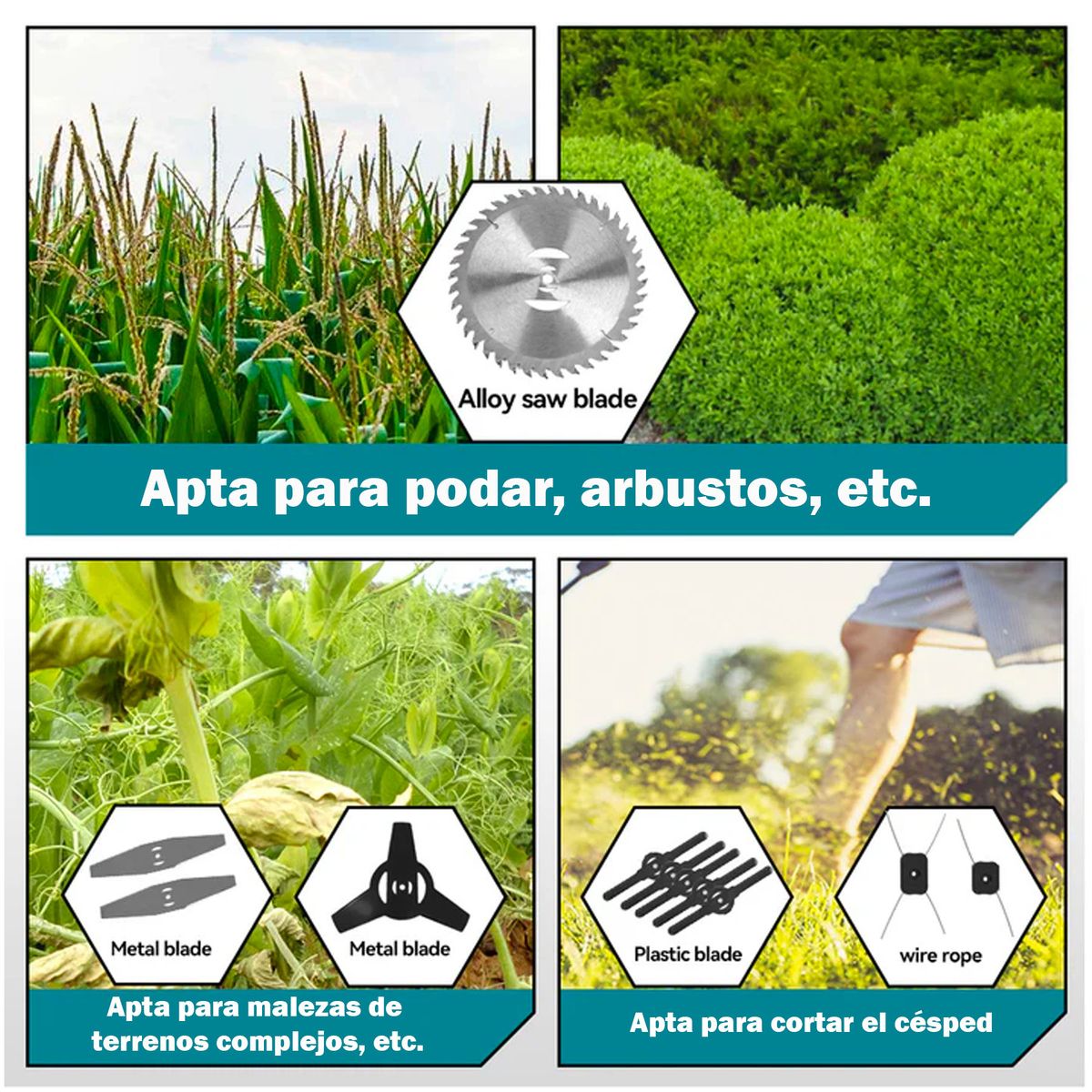 ONE PIXEL - Guadaña De Césped Eléctrica Batería Portátil Inalámbrica Ligera Profesional