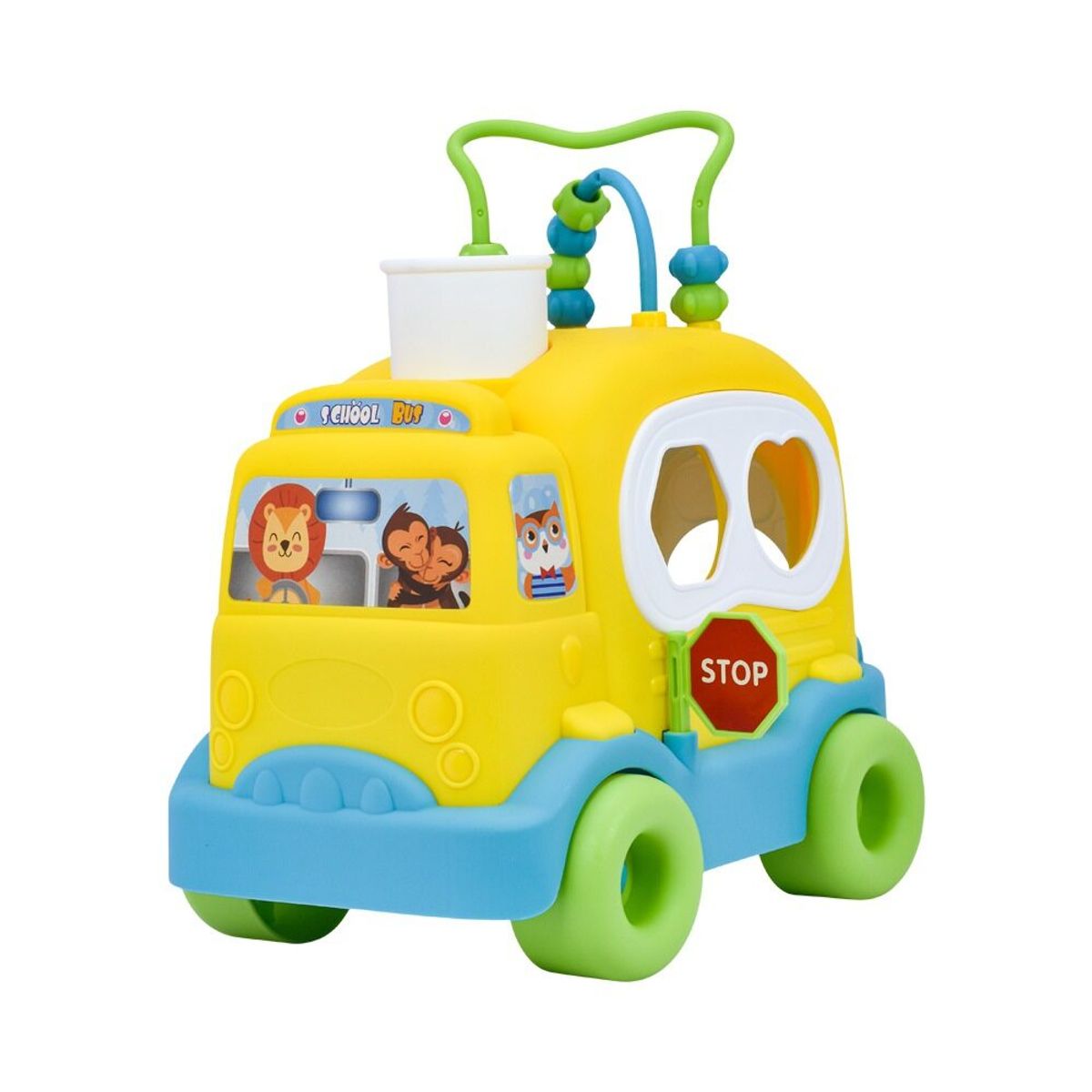 MONKEY BRANDS - Bus Didáctico de Arrastre con Figuras y Laberinto Baby Mine