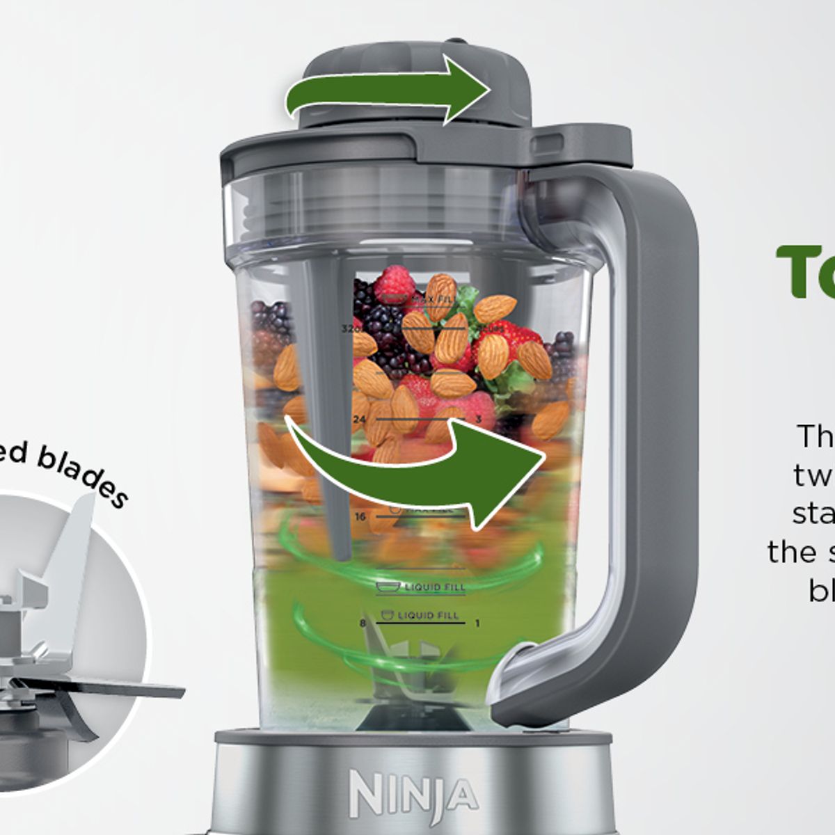 NINJA - Licuadora Profesional Ninja 1600W Twisti Auto IQ Motor Alta Densidad