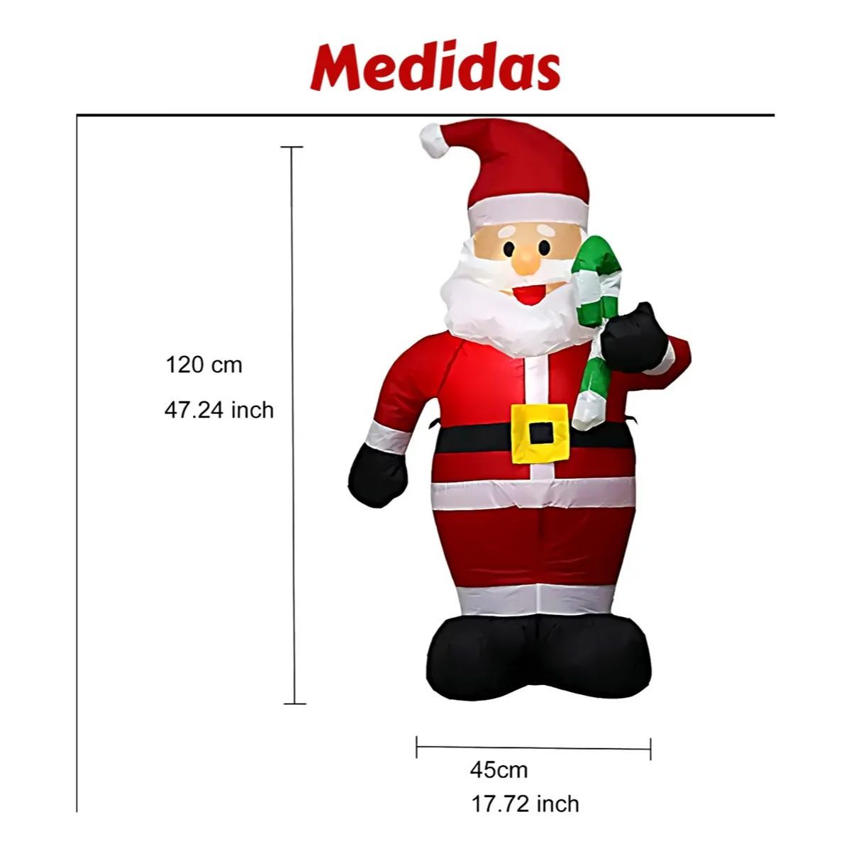 GENERICO - Inflable Papa Noel Santa Claus Muñeco Decoración Navidad Rojo