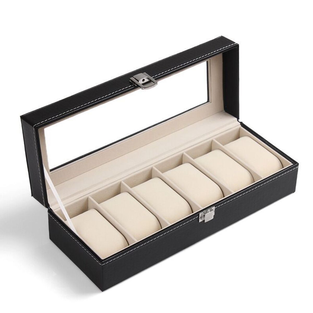 GENERICO - Caja Estuche reloj para organizar 6 relojes en cuero sintético