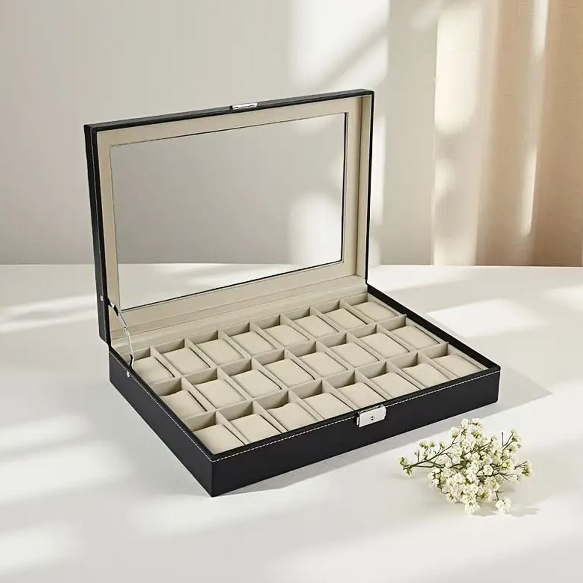 GENERICO - Caja Estuche reloj para organizar 24 relojes en cuero sintético