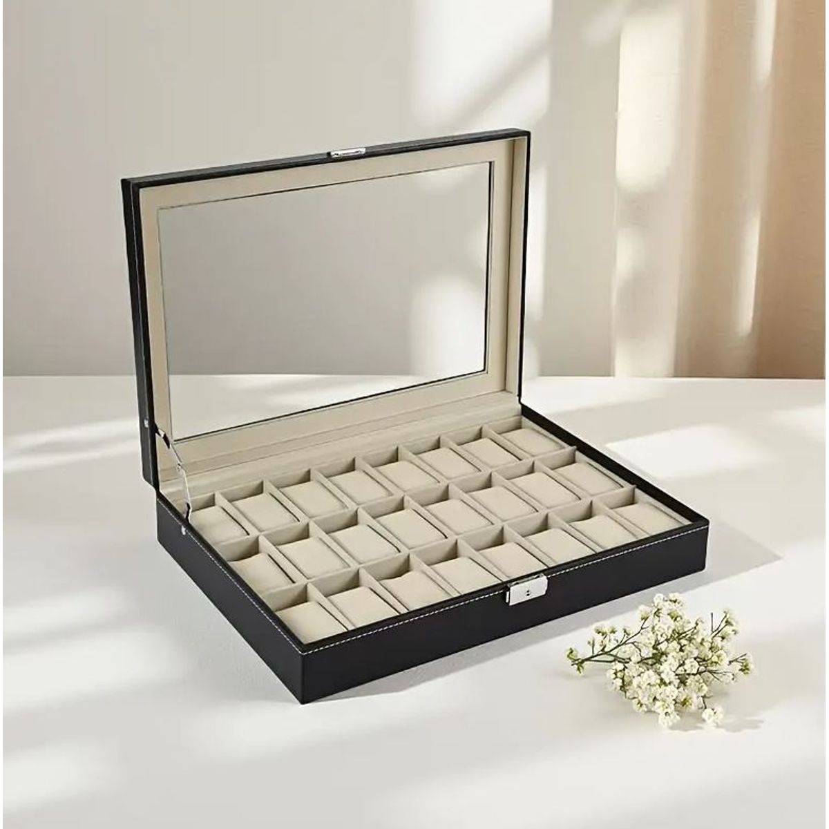 GENERICO - Caja Estuche reloj para organizar 24 relojes en cuero sintético