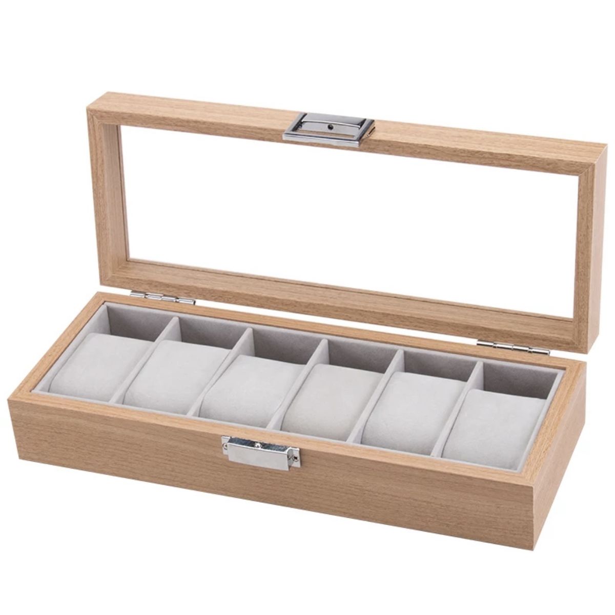 GENERICO - Caja Estuche reloj para organizar 6 relojes en madera laminada cafe