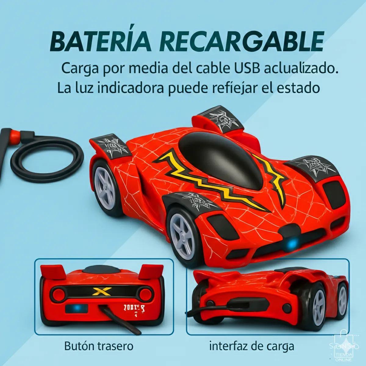 GENERICO - Carro Escalador Antigravedad Control Remoto  Pared Rojo