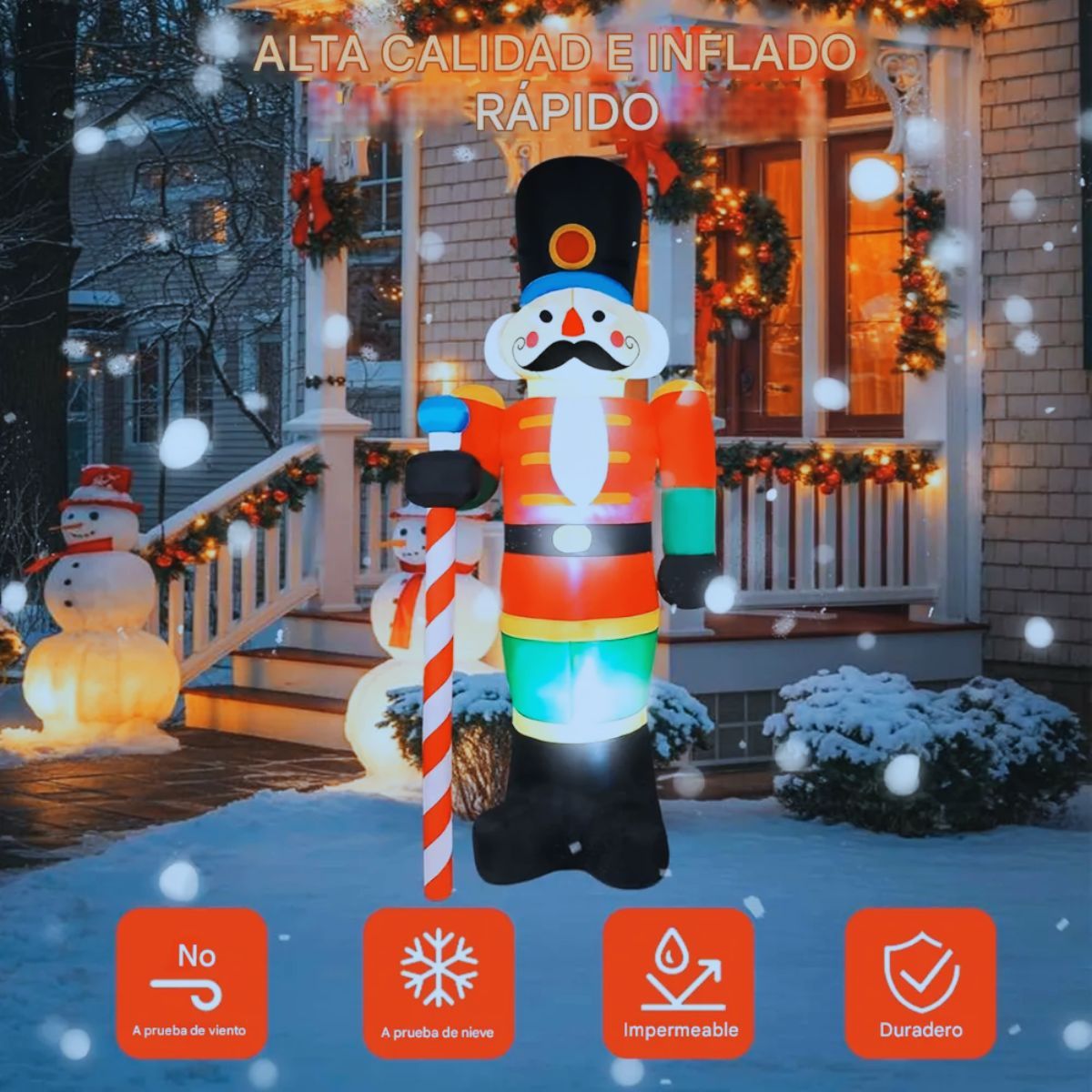 GENERICO - Muñeco Navidad Inflable Decoración Navideña Soldado Led 50w