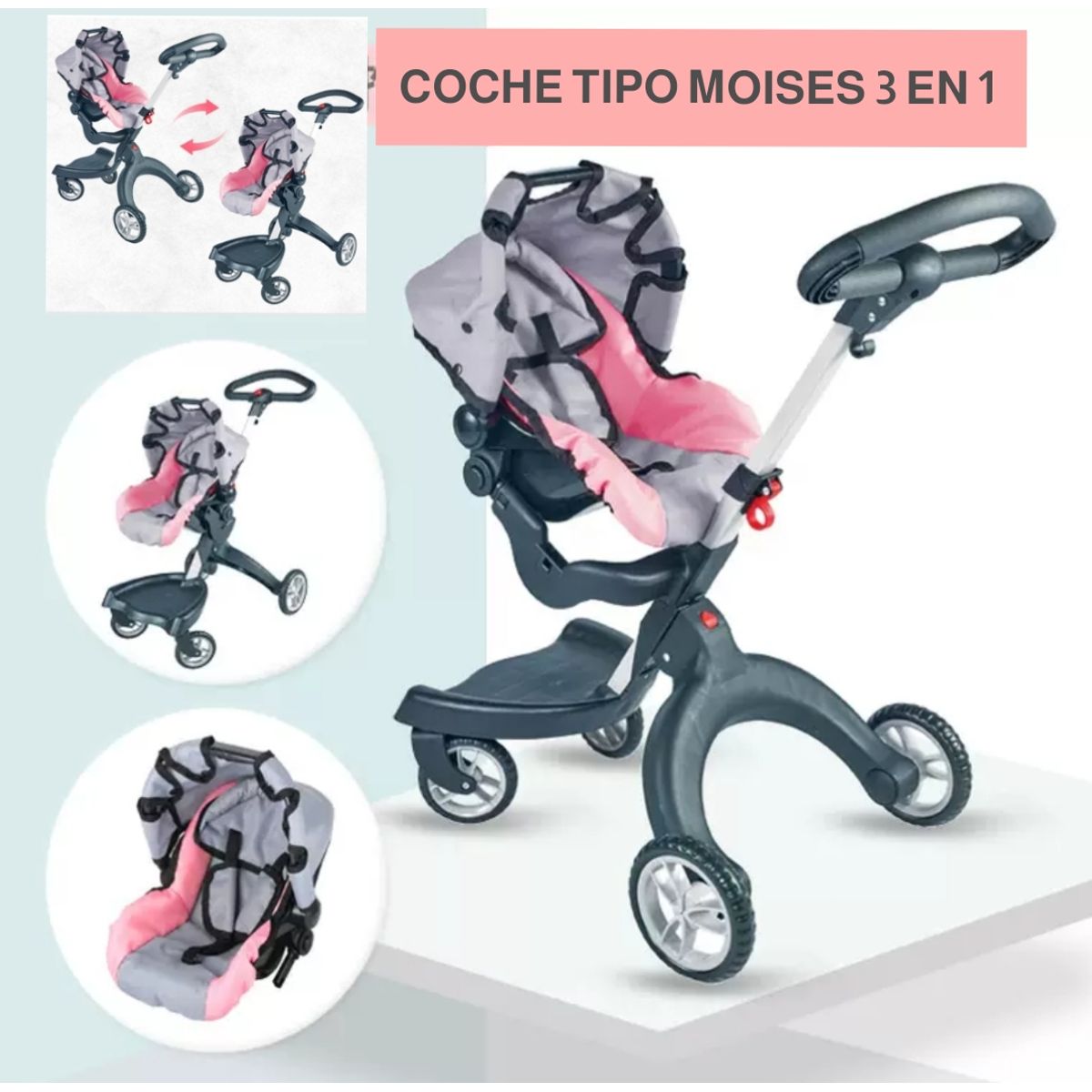 GENERICO - Coche Infantil De Muñecas 2 En 1 Paseador, Silla de Carro Top Quality, Juego de Roles