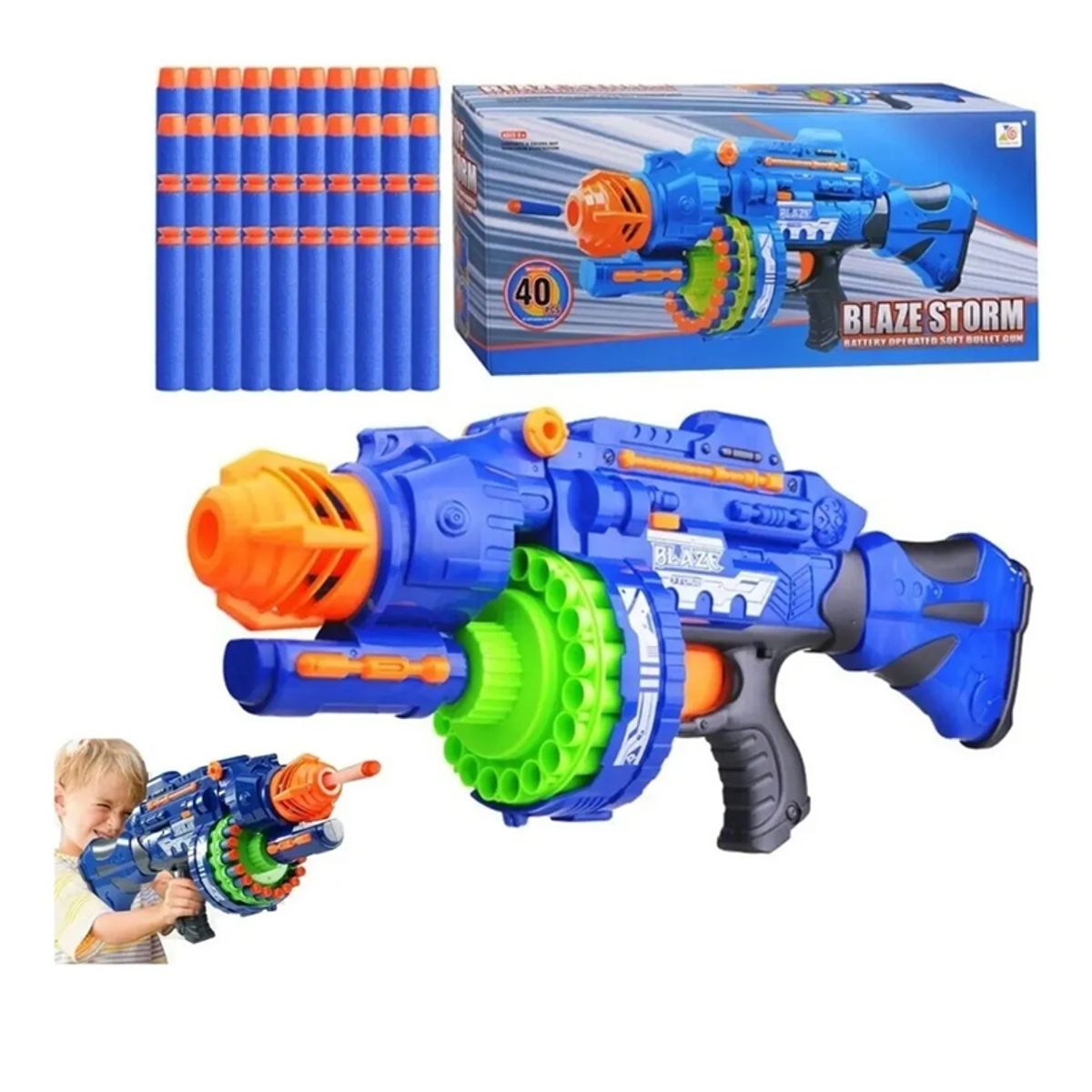 DISTRIBUCIONES GUZ SAS - Pistola Blaze Storm Automática 40 Dardos Juguete