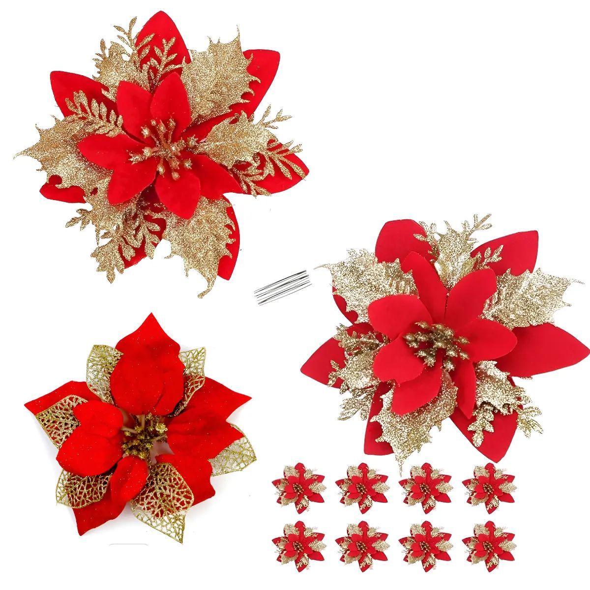 GENERICO - Flores De Navidad Paquete X 10