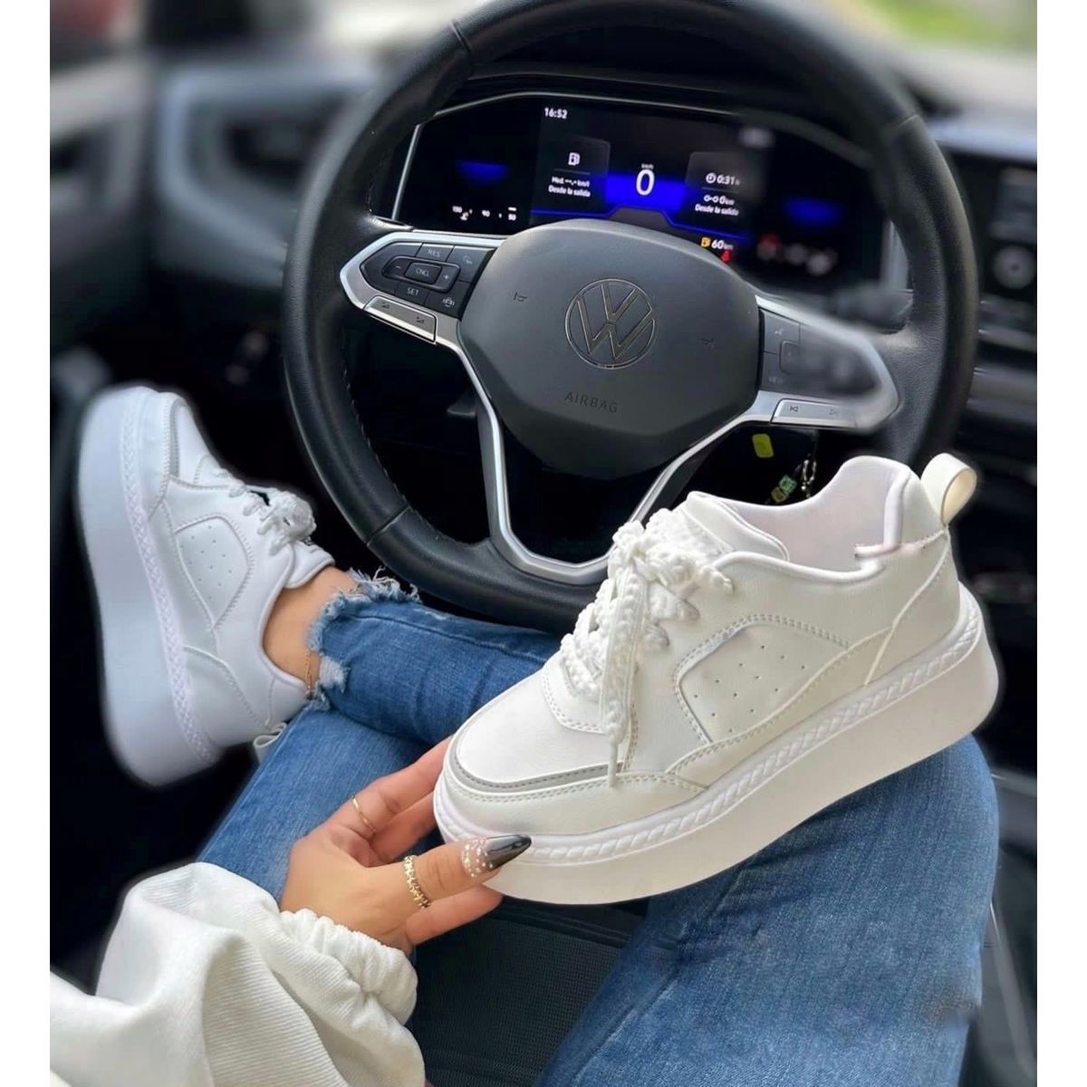 NACIONAL - Tenis Blanco Gris Dama Zapatillas Zapatos Mujer Lindos Moda Casual