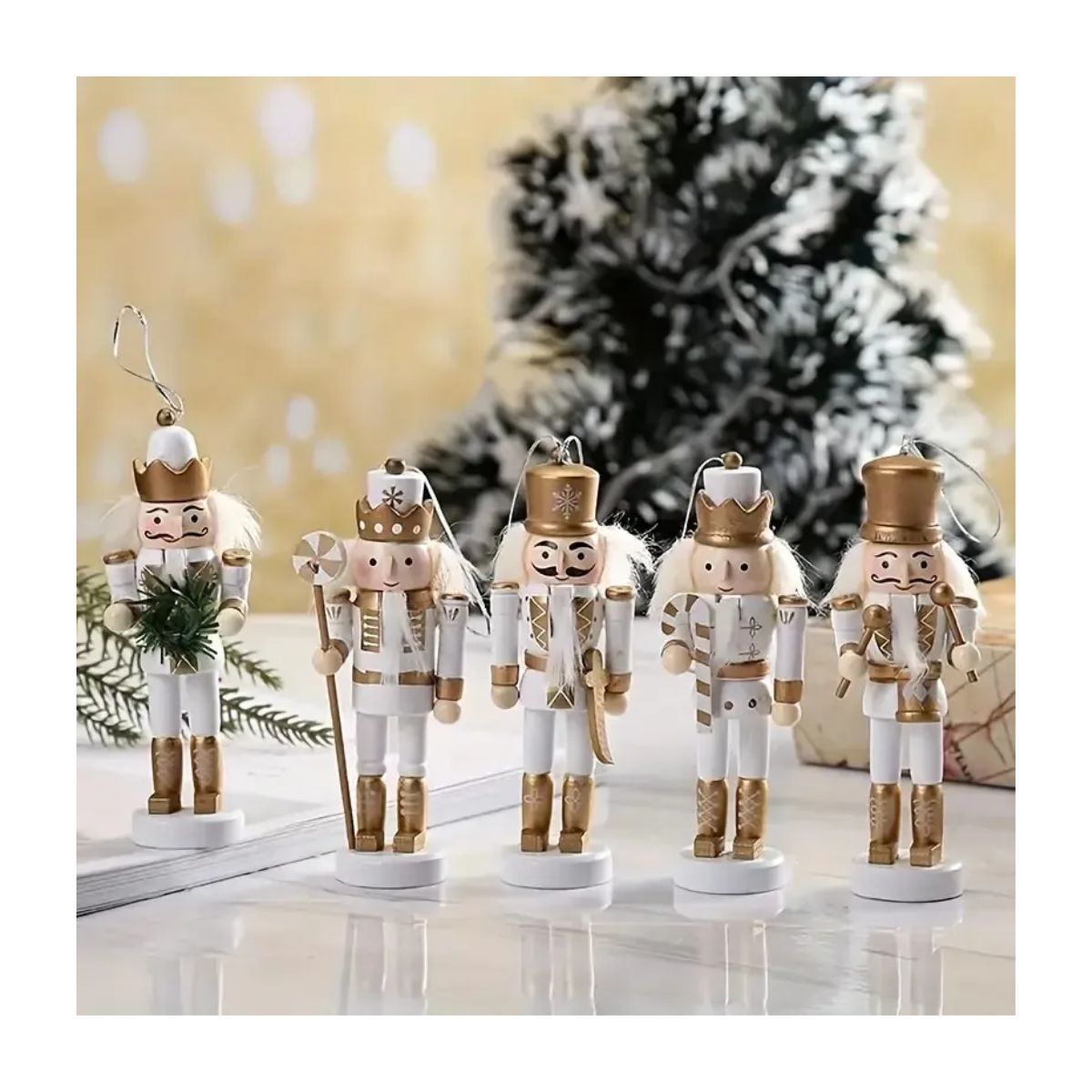 GENERICO - Cascanueces De Navidad Soldados En Madera Blanco