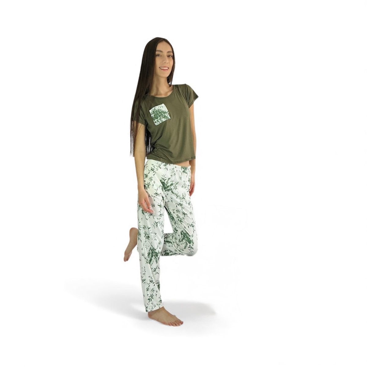 BY MORNING - Pijama multiusos floral verde 1699