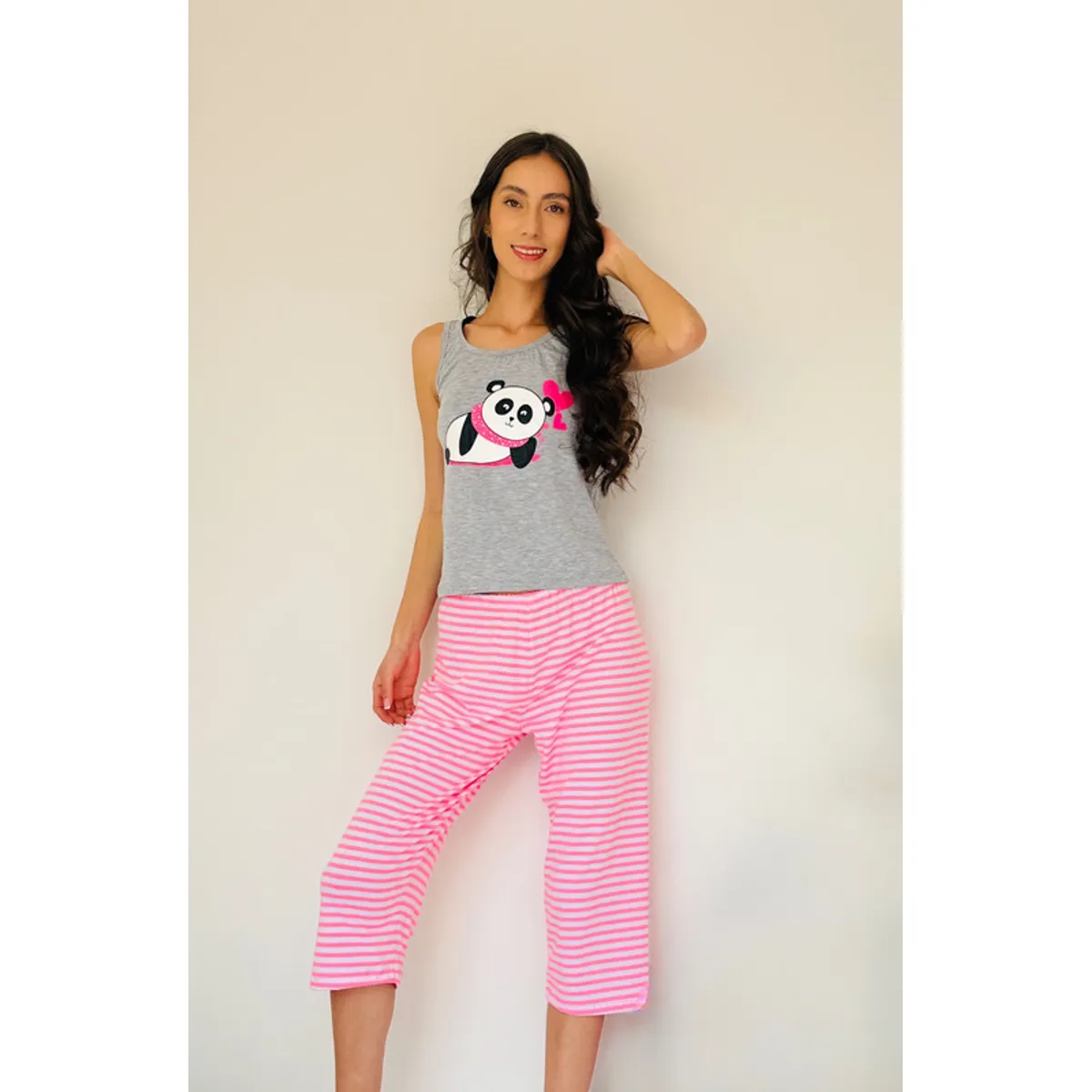 BY MORNING - Pijama Capri Rayas osos 1708