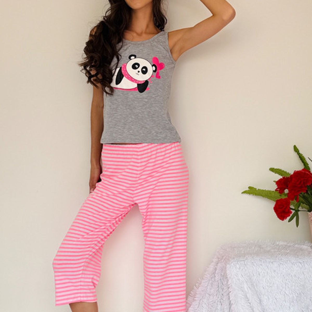 BY MORNING - Pijama Capri Rayas osos 1708