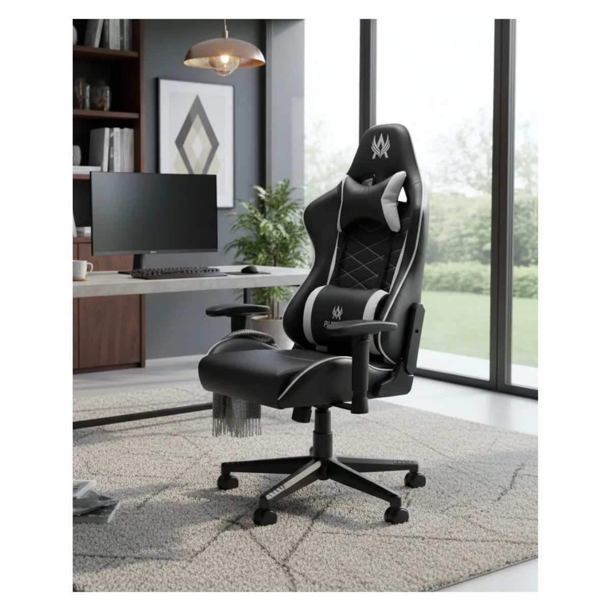 GENERICO - Silla De Oficina Gamer Gaming Reclinable Giratoria Negro Blanco