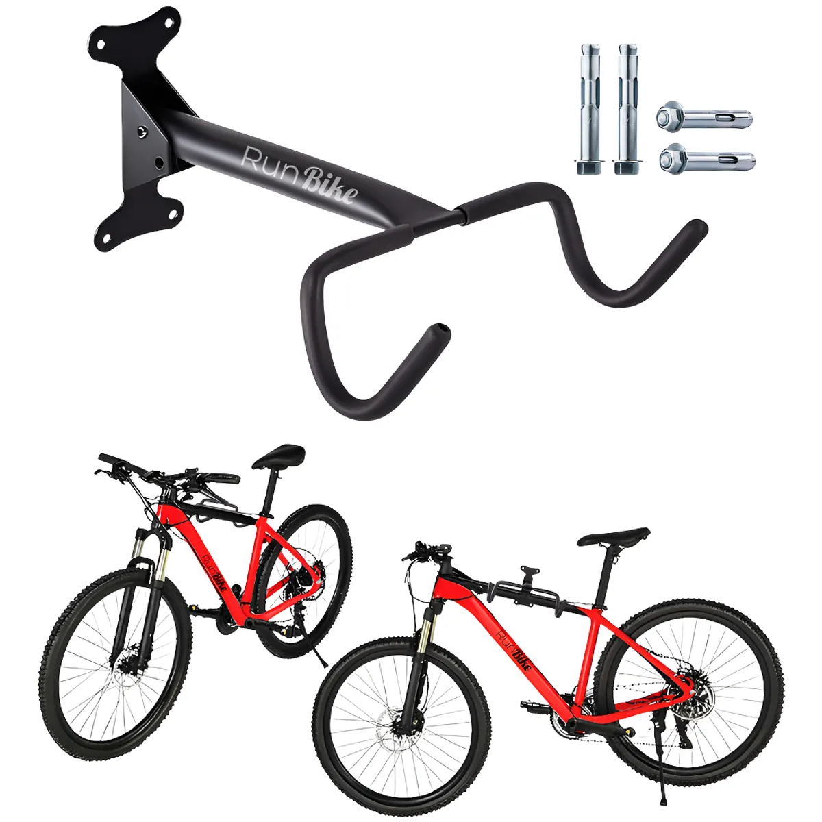RUNBIKE - Soporte Pared Bicicleta Acero Plegable Gancho Runbike 30 Kg