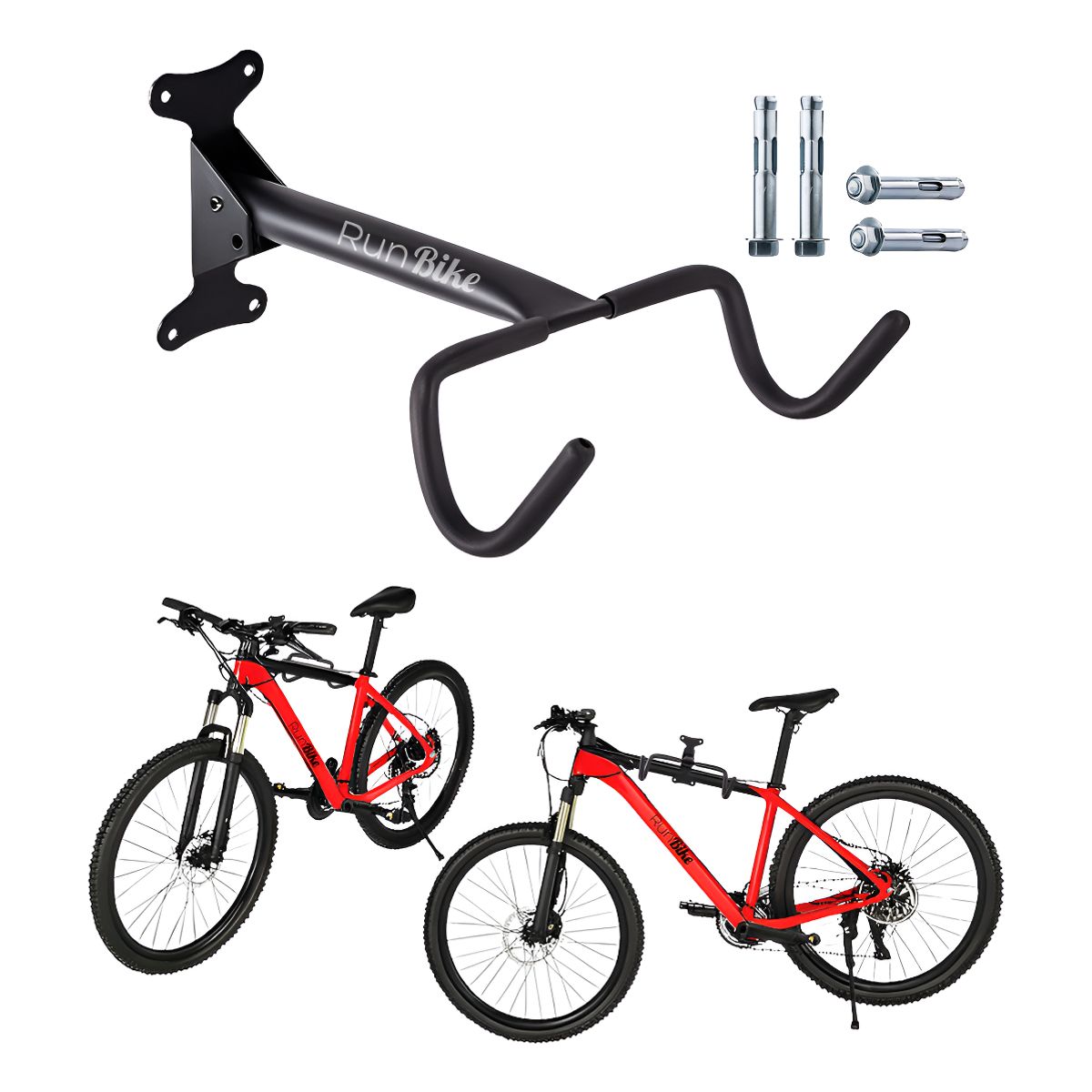 RUNBIKE - Soporte Pared Bicicleta Acero Plegable Gancho Runbike 30 Kg