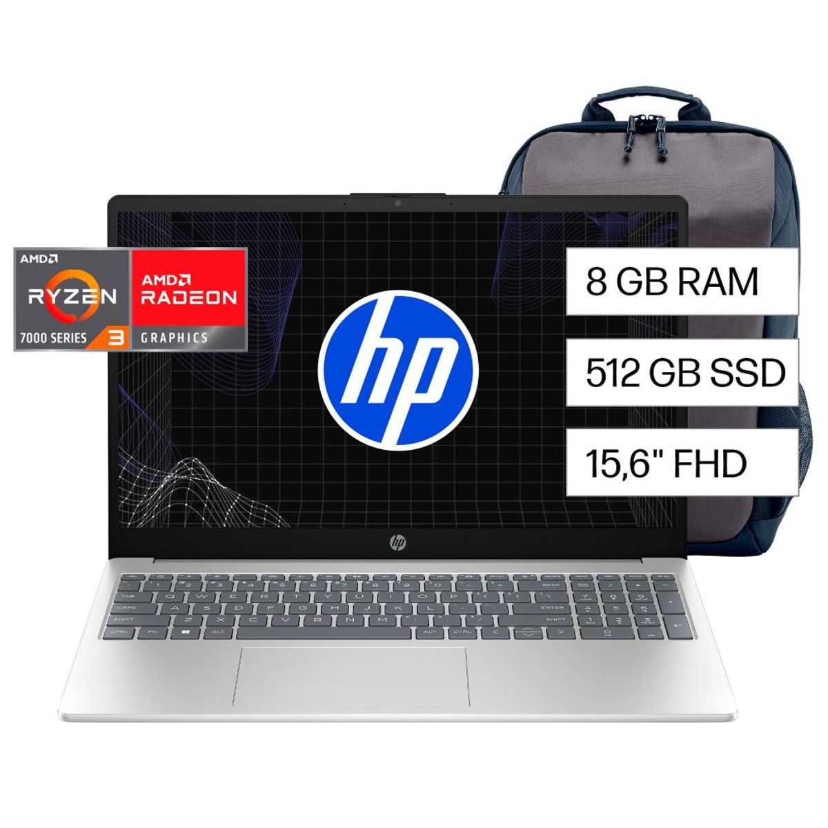 HP - Portátil HP 15-fc0234la Ryzen 3-7320u 8G 512G 156 FHD Win11