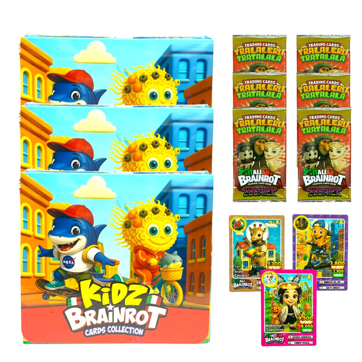 GENERICO - Set x 3 Cajas de Cartas Italian Brainrot Tralalero Tralala Kidz
