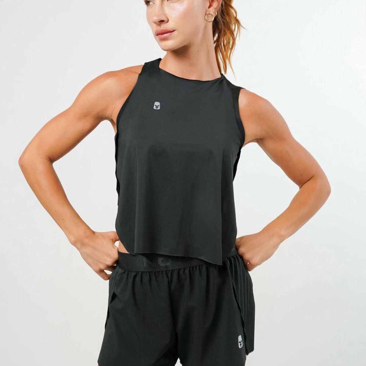 NO RULES - Esqueleto Pleat Tank Top Negro