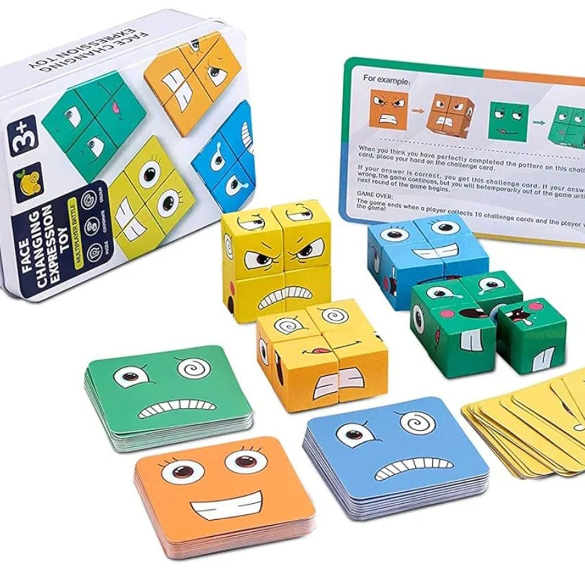 GENERICO - Juego Cubo Rompecabezas cambio expresión-emociones  Montessori, bloques de construccion