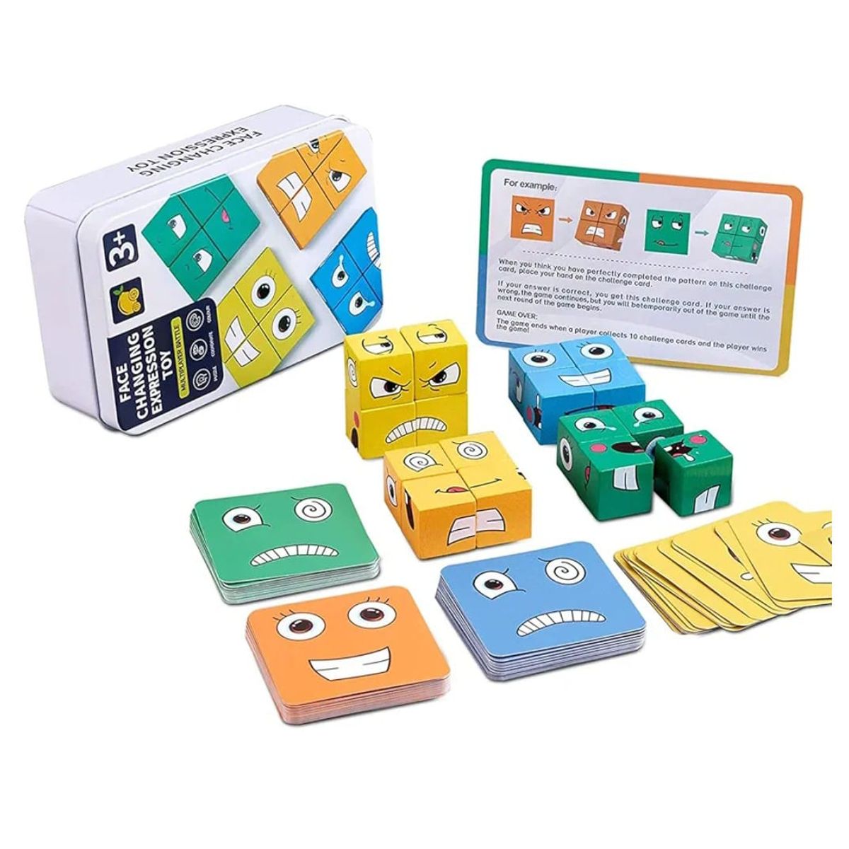 GENERICO - Juego Cubo Rompecabezas cambio expresión-emociones  Montessori, bloques de construccion