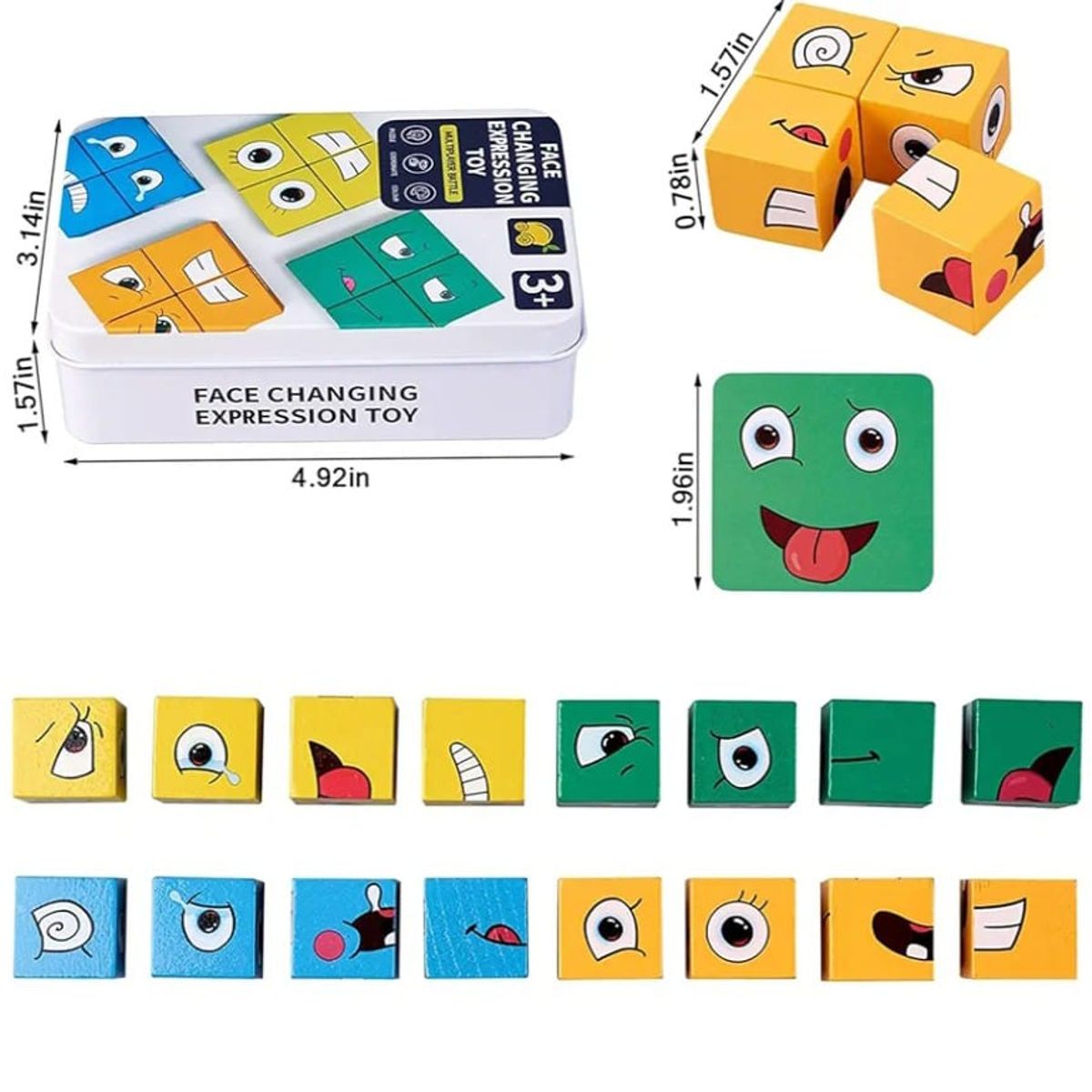 GENERICO - Juego Cubo Rompecabezas cambio expresión-emociones  Montessori, bloques de construccion
