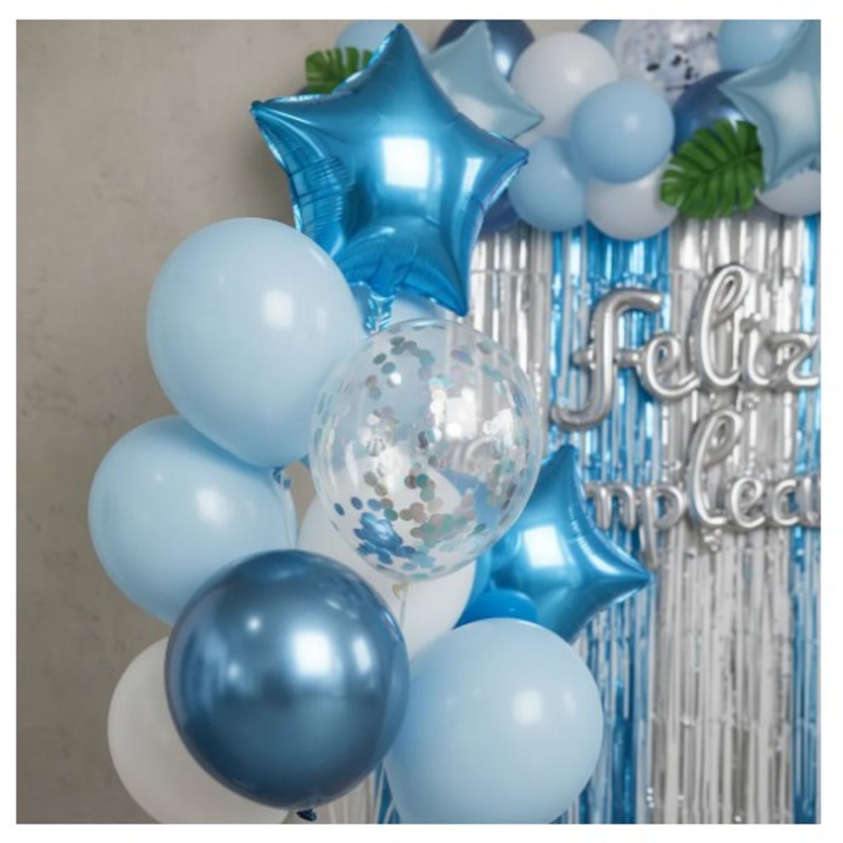 INFANTILES CAJUROMIX - Bouquet De Globos Feliz Cumpleaños - 72 Piezas - Azul claro