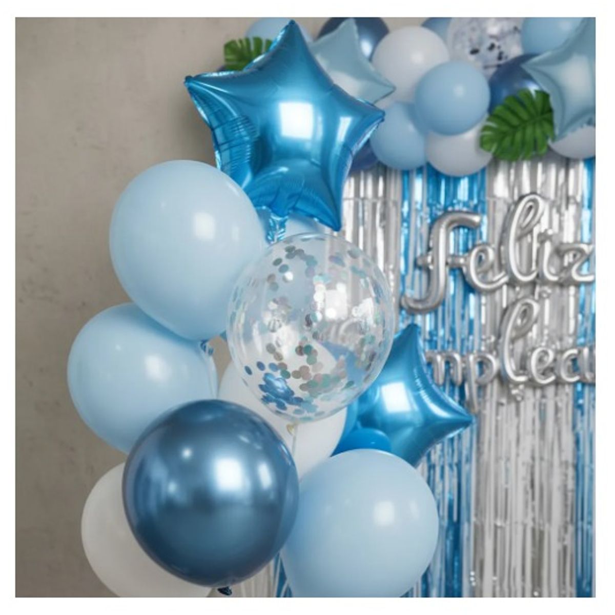 INFANTILES CAJUROMIX - Bouquet De Globos Feliz Cumpleaños - 72 Piezas - Azul claro
