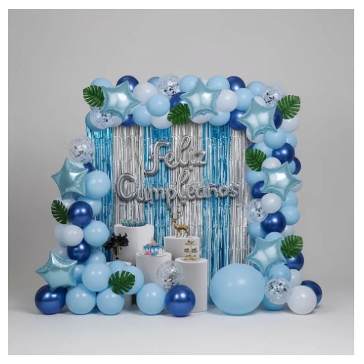 INFANTILES CAJUROMIX - Bouquet De Globos Feliz Cumpleaños - 72 Piezas - Azul claro