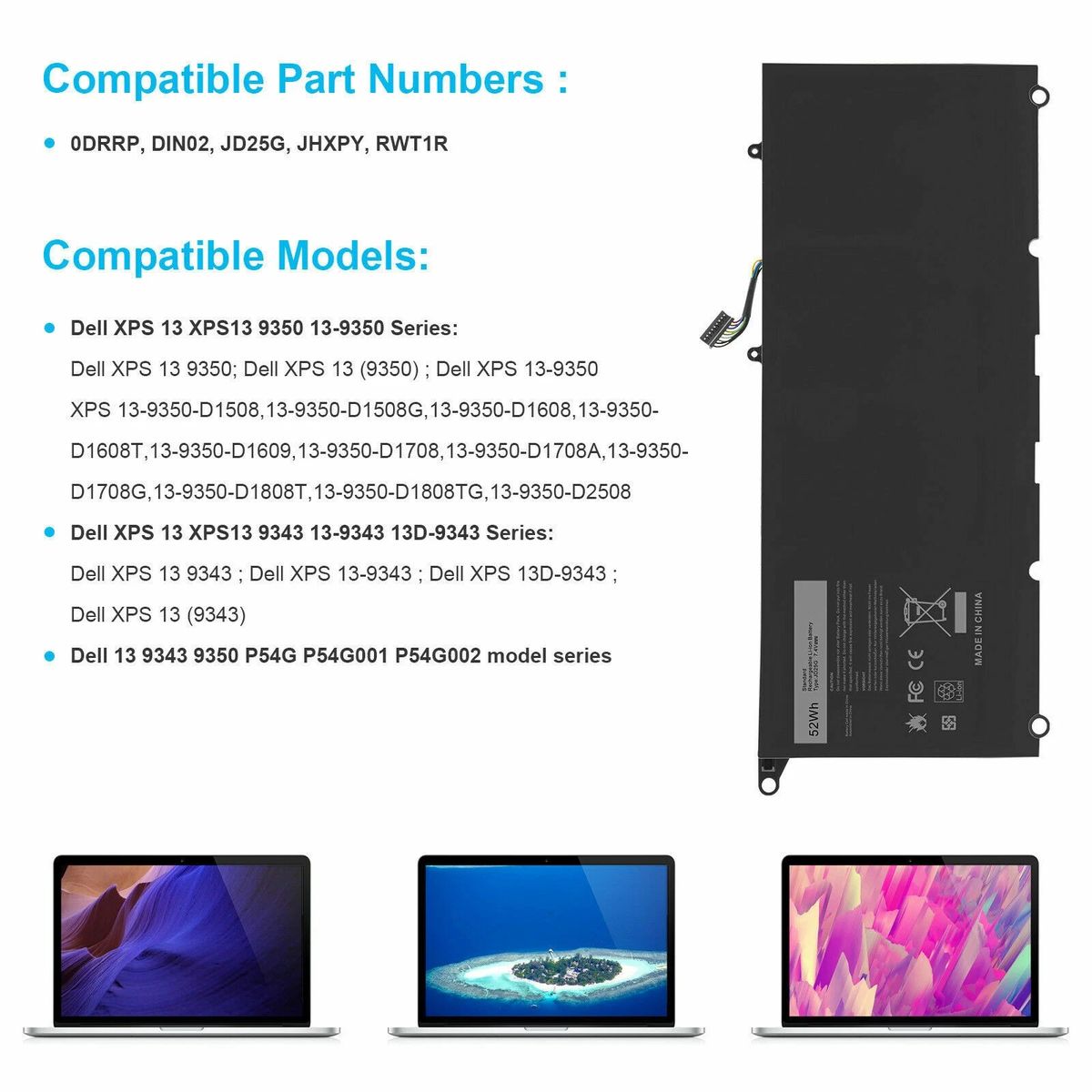 GENERICO - Batería Jd25g Para Dell Xps 13 9343 13 9350 90v7w Jhxpy P54g