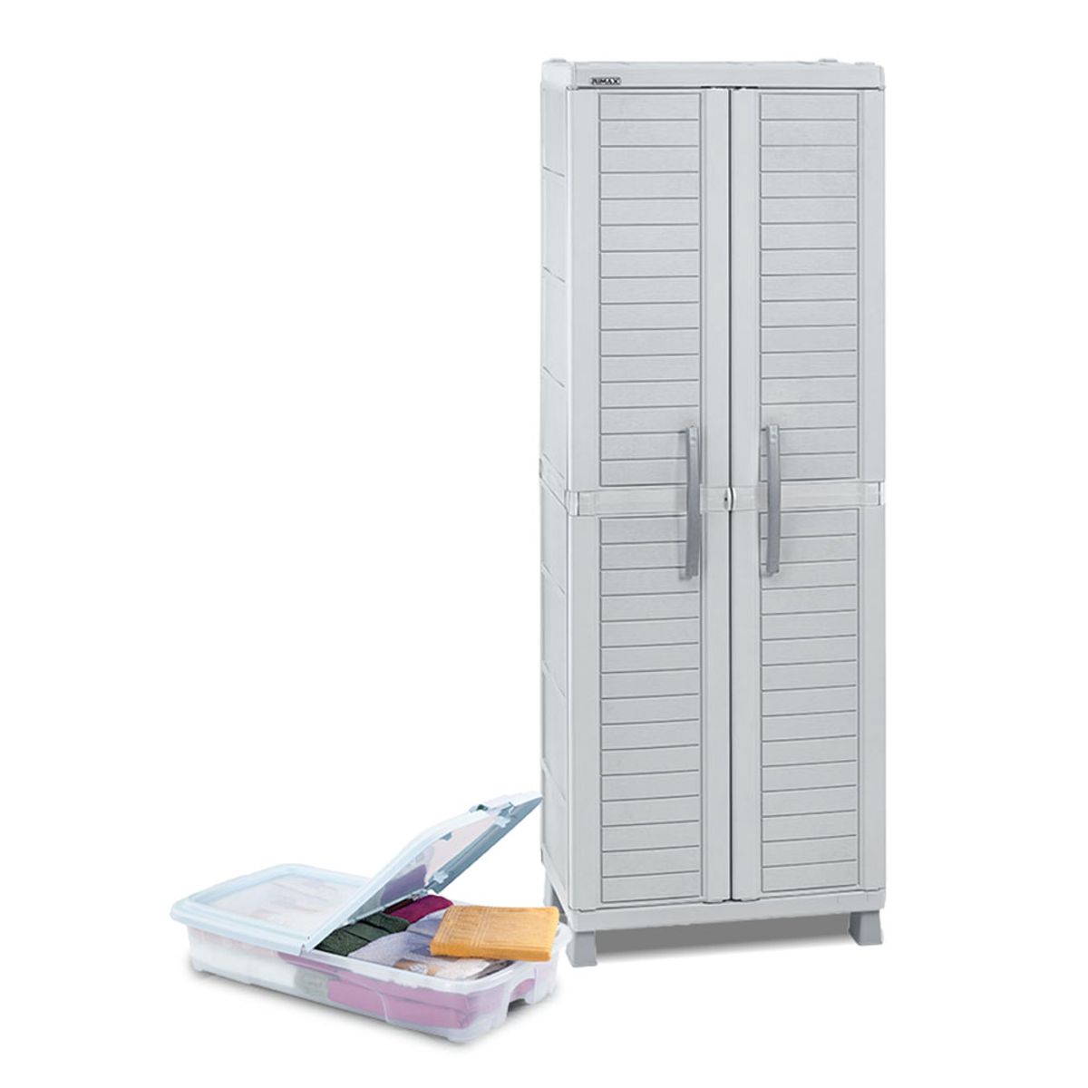 RIMAX - Combo Organizador Baru RIMAX - Gris (Armario Grande + Cajón Móvil Plano 28 Litros)