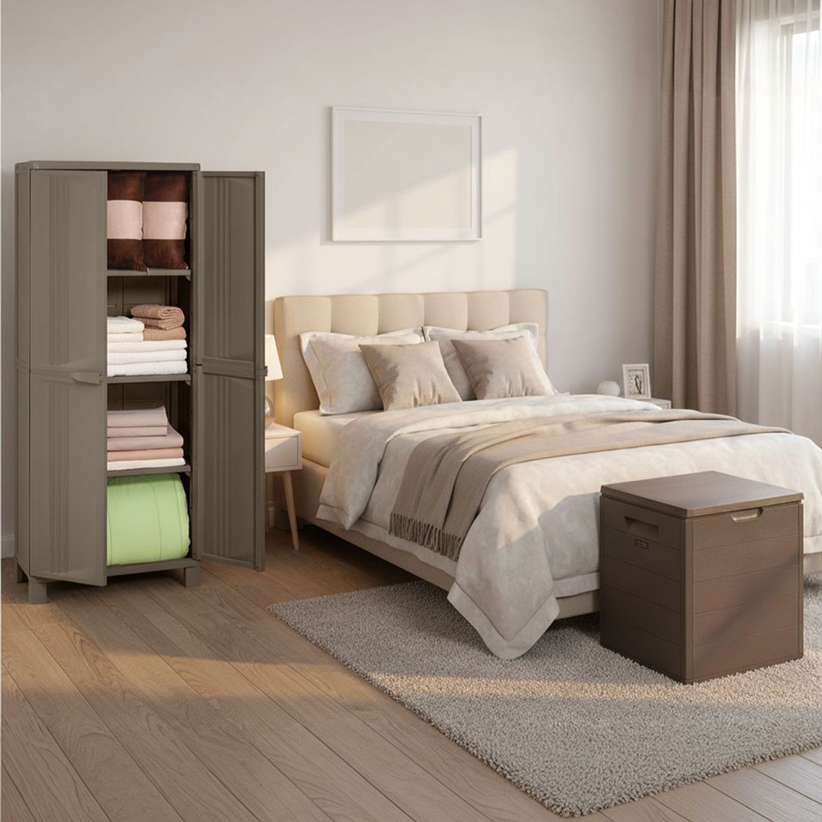 RIMAX - Combo Organizador Home RIMAX - Mocca (Armario Mediano Liviano Home + Baúl 100 Lt)