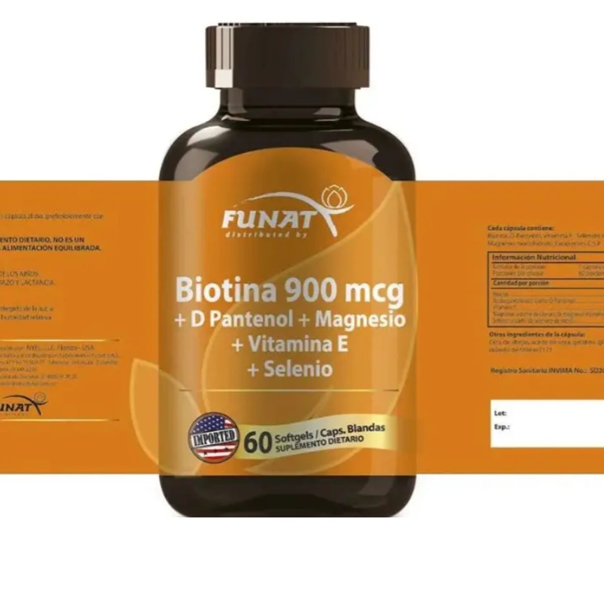 FUNAT - SUPLEMENTO DE BIOTINA ULTRA X 60U + VITAMINAS + MINERALES  FUNAT