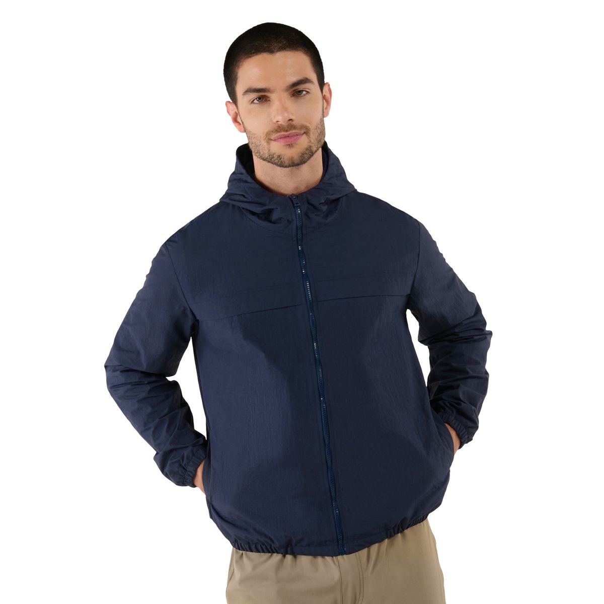 TOTTO - Chaqueta Liviana Con Capota Ice Solid Azul Hombre Totto