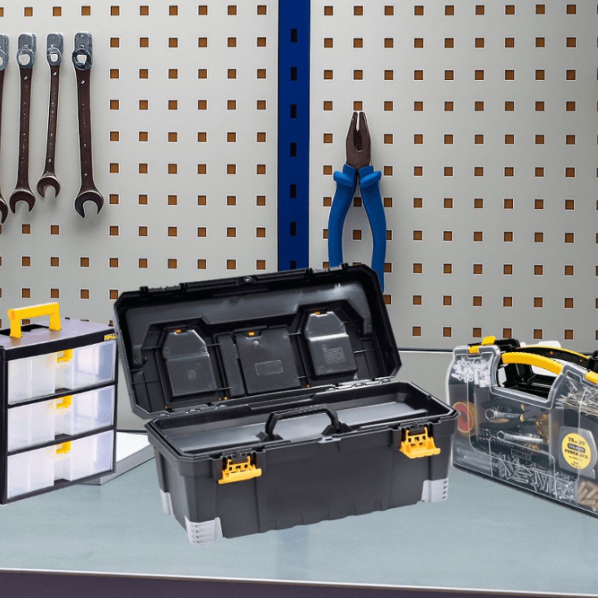 RIMAX - Combo Organizador  RIMAX  (1 Caja de Herramientas 23" + Caja  Modular gavetas + Caja organizadora doble plegable)