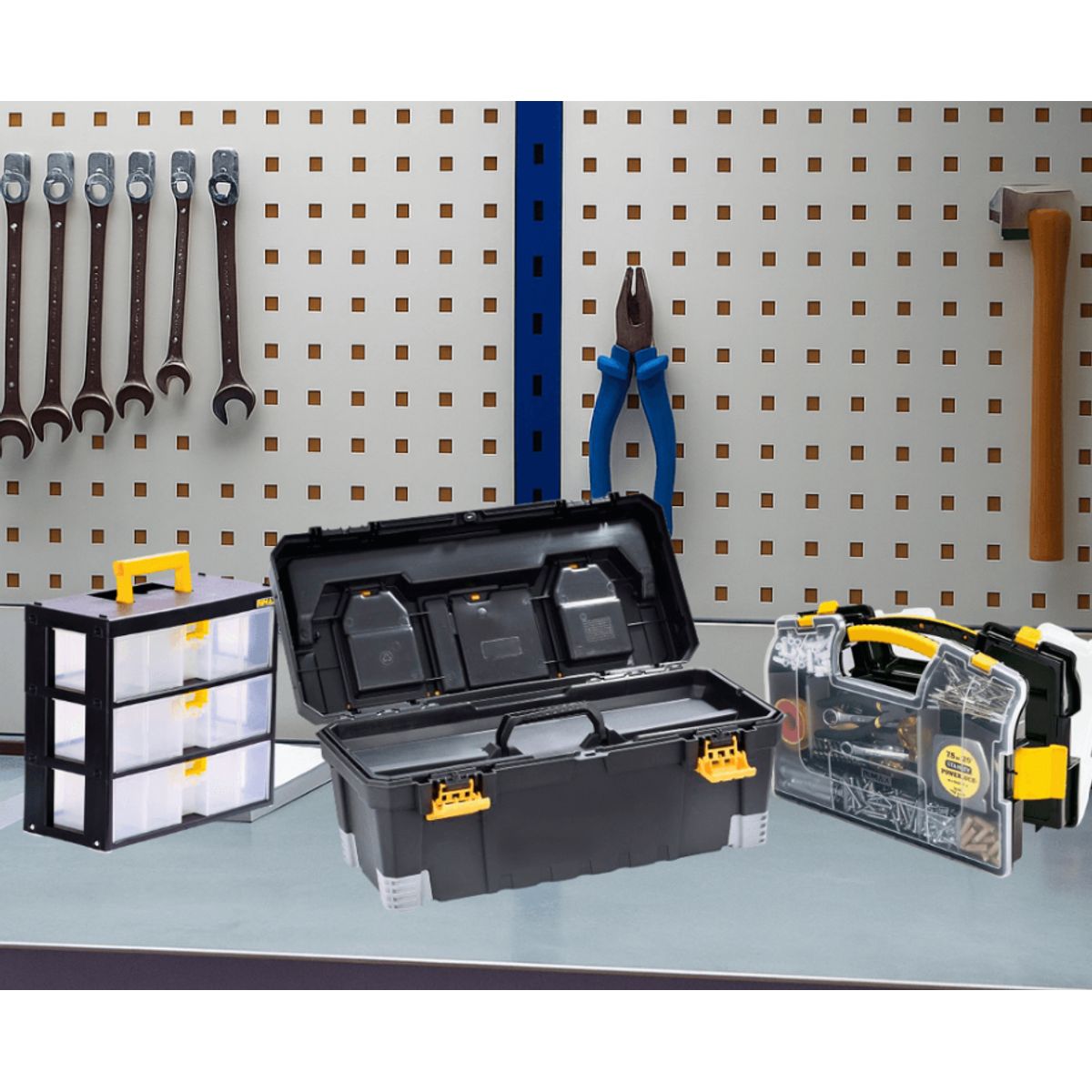 RIMAX - Combo Organizador  RIMAX  (1 Caja de Herramientas 23" + Caja  Modular gavetas + Caja organizadora doble plegable)