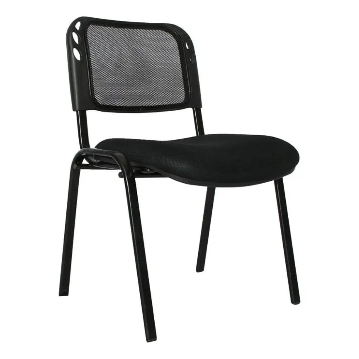 GENERICO - Silla Interlocutora Recepción De Espera Malla Metálica Negra Malla_.