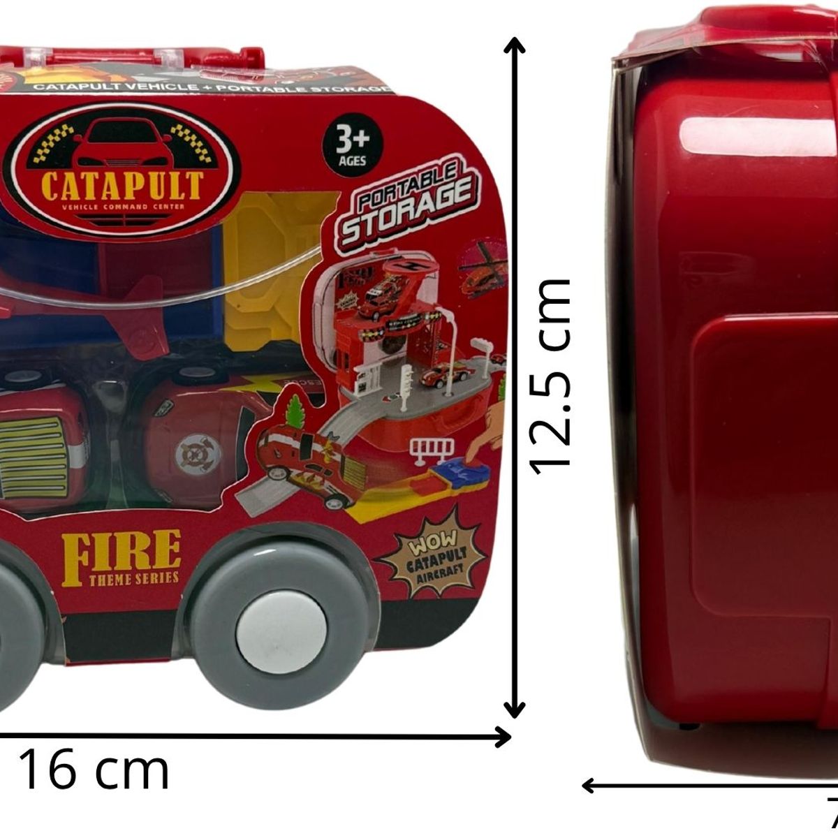 MAZUGI - Mini Maleta Bombero Rojo Pista Carros Juguete Niños Portátil