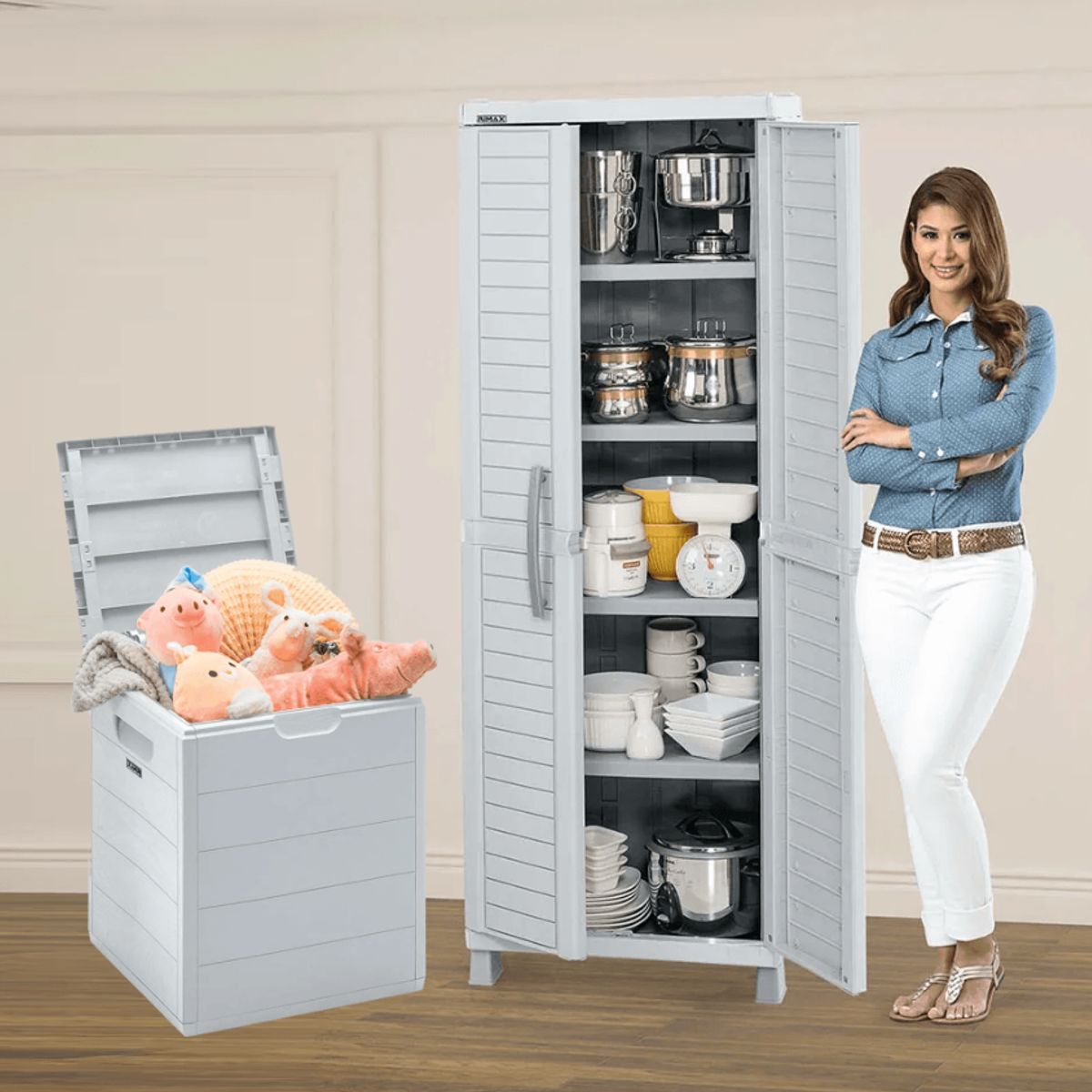 RIMAX - Combo Organizador Barú RIMAX - Gris (Armario Grande + Baúl 100 Lt)