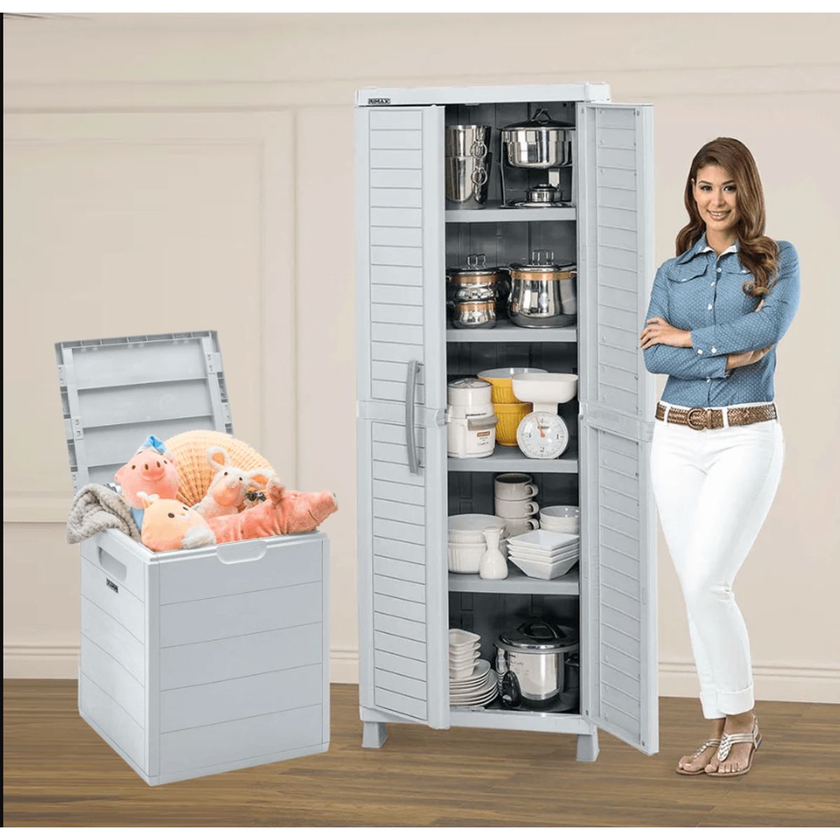 RIMAX - Combo Organizador Barú RIMAX - Gris (Armario Grande + Baúl 100 Lt)