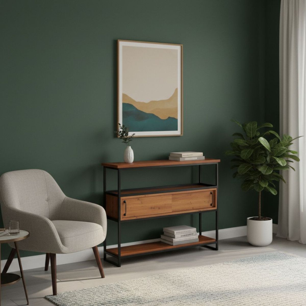 22 GRADOS DECORACION - Recibidor Ciro 140cm x 30cm Formica y metal