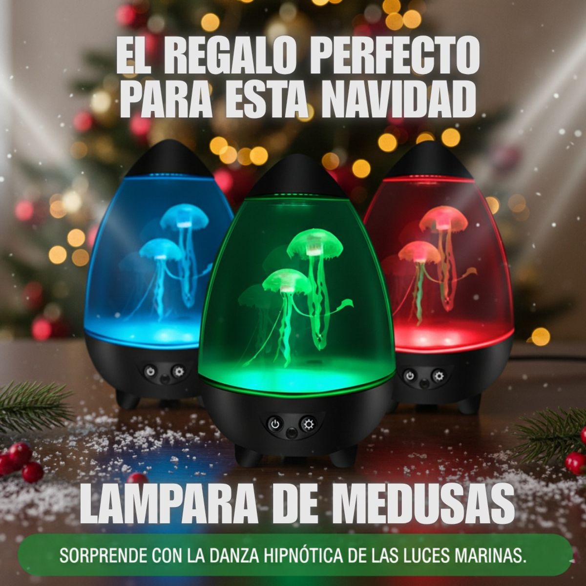 DECOR - REGALO PERFECTO LAMPARA CON MEDUSAS EN MOVIMIENTO Y SONIDOS