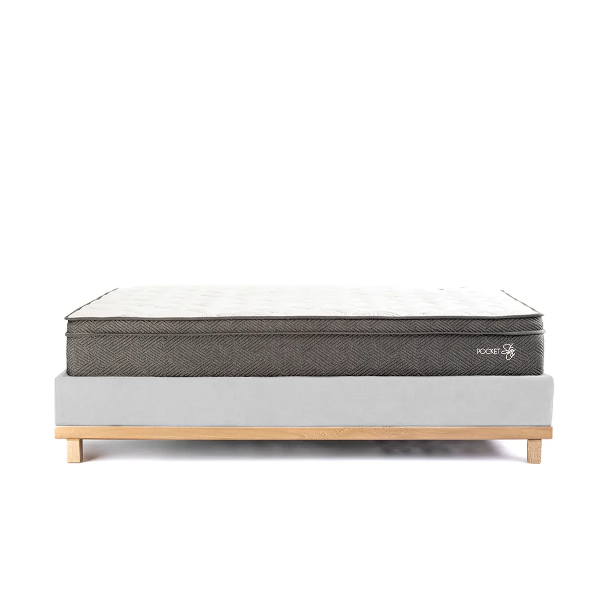 ESSENZA - Set Base Cama + Cabecero Royal Queen Dividido  - Gris Claro - Essenza