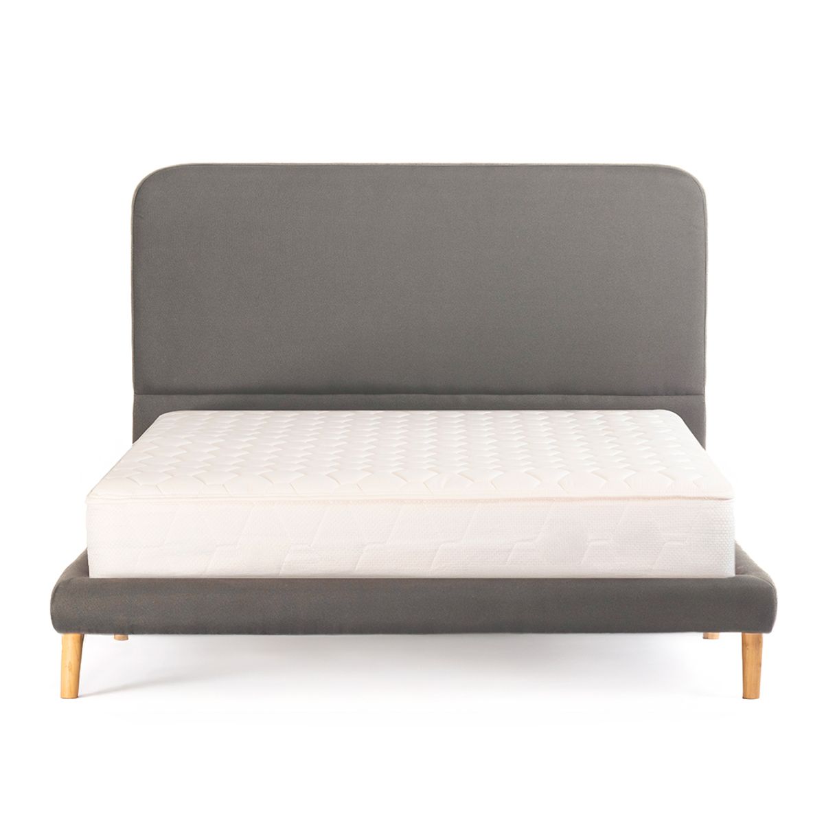 ESSENZA - Set Base + Cabecero + Colchón Prime Majestic Doble Gris Oscuro - Essenza