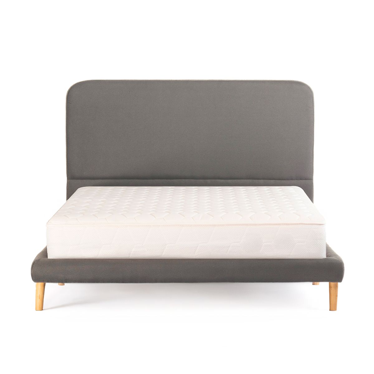 ESSENZA - Set Base + Cabecero + Colchón Prime Majestic Doble Gris Oscuro - Essenza